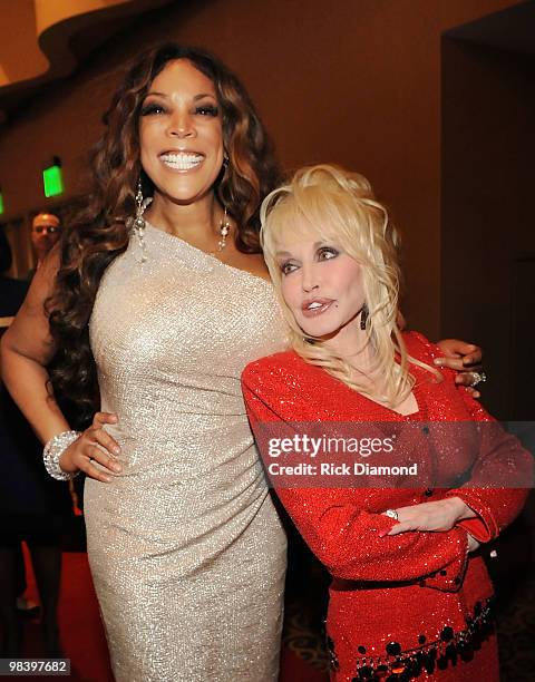 Personality Wendy Williams and Singer/Songwriter Dolly Parton attend the Kenny Rogers: The First 50 Years award show at the MGM Grand at Foxwoods on...