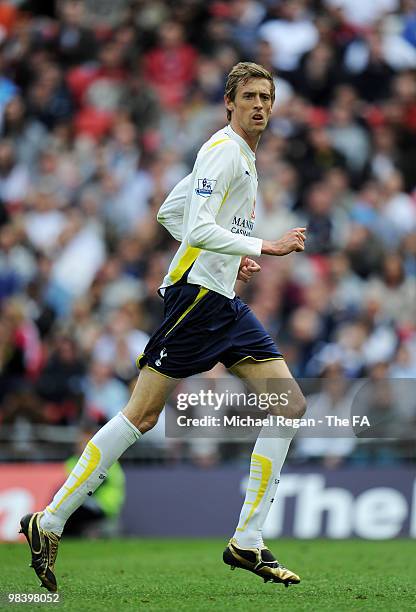 Peter Crouch of Tottenham Hotspur in action during the FA Cup sponsored by E.ON Semi Final match between Tottenham Hotspur and Portsmouth at Wembley...