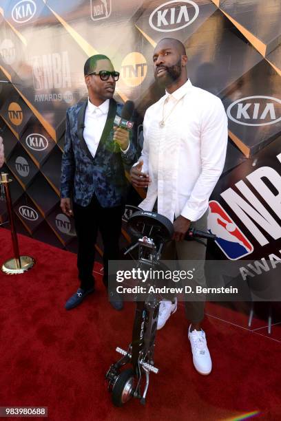 Tony Rock interviews Baron Davis before the 2018 NBA Awards Show on June 25, 2018 at The Barkar Hangar in Santa Monica, California. NOTE TO USER:...