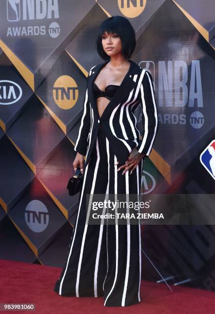 Actress and model Karrueche Tran attends the 2018 NBA Awards at Barkar Hangar on June 25, 2018 in Santa Monica, California.