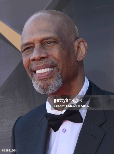 Retired professional basketball player Kareem Abdul-Jabbar attends the 2018 NBA Awards at Barkar Hangar on June 25, 2018 in Santa Monica, California.