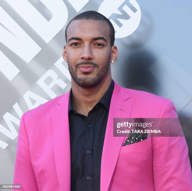 French professional basketball player Rudy Gobert-Bourgarel attends the 2018 NBA Awards at Barkar Hangar on June 25, 2018 in Santa Monica, California.