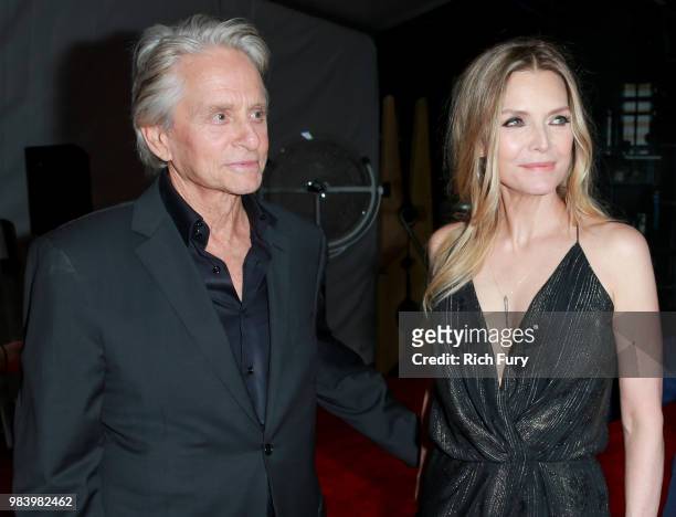 Michael Douglas and Michelle Pfeiffer attend the premiere of Disney And Marvel's 'Ant-Man And The Wasp' on June 25, 2018 in Hollywood, California.