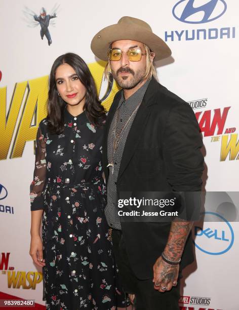 Nikohl Boosheri and Wild the Coyote attend the Los Angeles Global Premiere for Marvel Studios' "Ant-Man And The Wasp" at the El Capitan Theatre on...