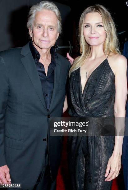 Michael Douglas and Michelle Pfeiffer attend the premiere of Disney And Marvel's 'Ant-Man And The Wasp' on June 25, 2018 in Hollywood, California.