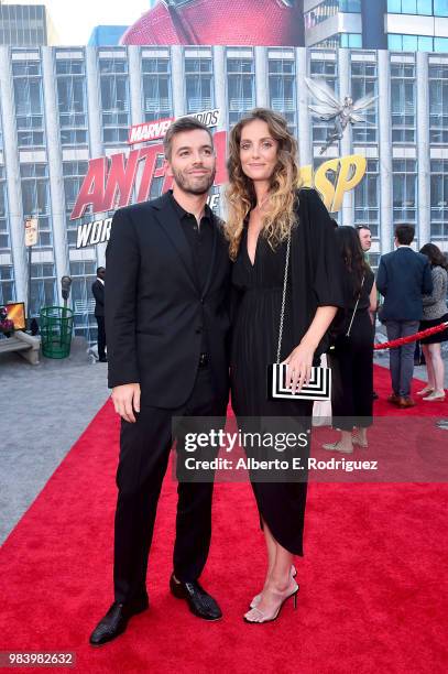 Screenwriter Andrew Barrer and Nancy Thompson attend the Los Angeles Global Premiere for Marvel Studios' "Ant-Man And The Wasp" at the El Capitan...
