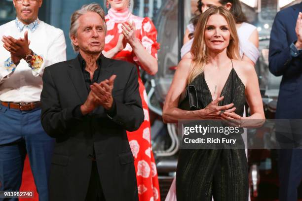 Michael Douglas and Michelle Pfeiffer attend the premiere of Disney And Marvel's 'Ant-Man And The Wasp' on June 25, 2018 in Hollywood, California.