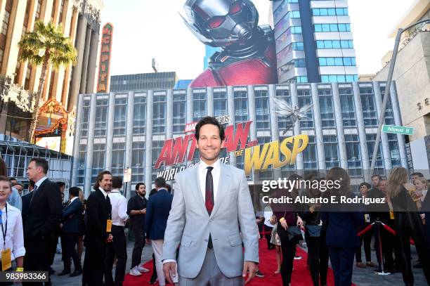 Actor Paul Rudd attends the Los Angeles Global Premiere for Marvel Studios' "Ant-Man And The Wasp" at the El Capitan Theatre on June 25, 2018 in...