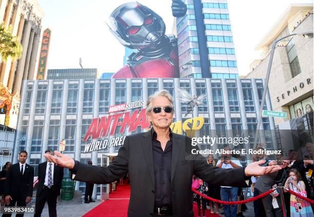 Actor Michael Douglas attends the Los Angeles Global Premiere for Marvel Studios' "Ant-Man And The Wasp" at the El Capitan Theatre on June 25, 2018...