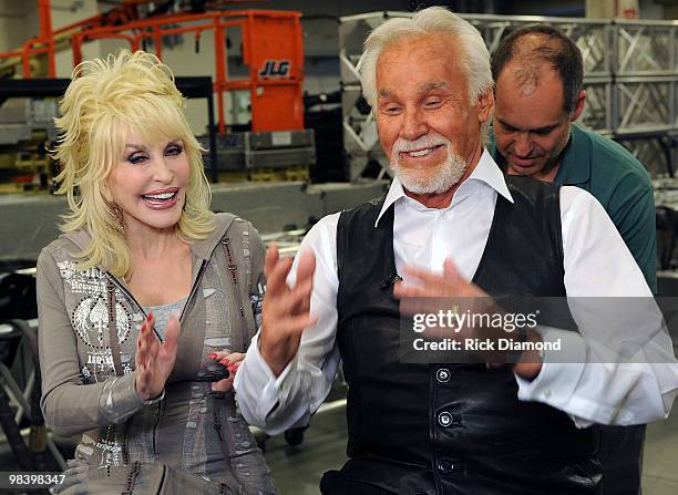 Singers/Songwriters Dolly Parton and Honoree Kenny Rogers Backstage at the Kenny Rogers: The First 50 Years show at the MGM Grand at Foxwoods on...