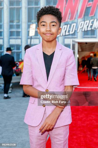 Miles Brown attends the premiere of Disney And Marvel's 'Ant-Man And The Wasp' on June 25, 2018 in Hollywood, California.