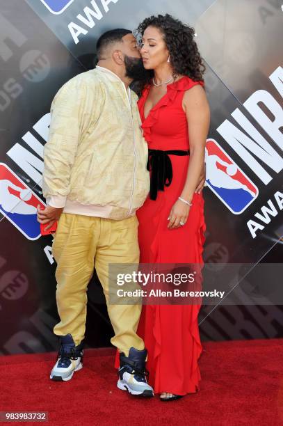 Khaled and Nicole Tuck attend the 2018 NBA Awards Show at Barker Hangar on June 25, 2018 in Santa Monica, California.
