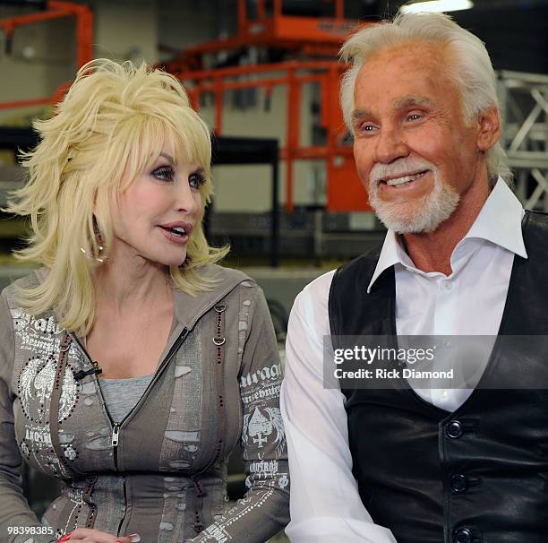 Singers/Songwriters Dolly Parton and Honoree Kenny Rogers Backstage at the Kenny Rogers: The First 50 Years show at the MGM Grand at Foxwoods on...