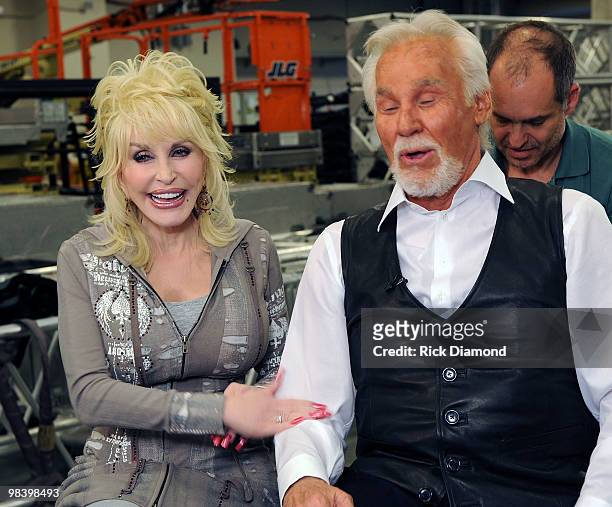 Singers/Songwriters Dolly Parton and Honoree Kenny Rogers Backstage at the Kenny Rogers: The First 50 Years show at the MGM Grand at Foxwoods on...