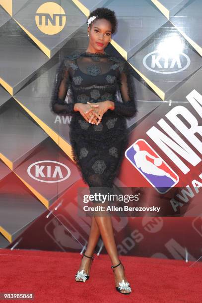 Damaris Lewis attends the 2018 NBA Awards Show at Barker Hangar on June 25, 2018 in Santa Monica, California.