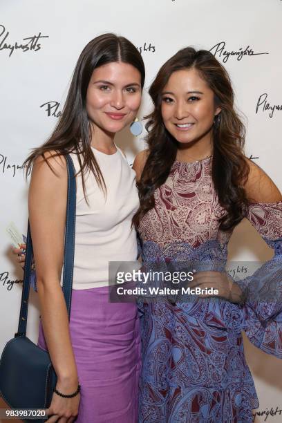 Phillipa Soo and Ashley Park attend the opening night performance of the Playwrights Horizons world premiere production of 'Log Cabin' on June 25,...