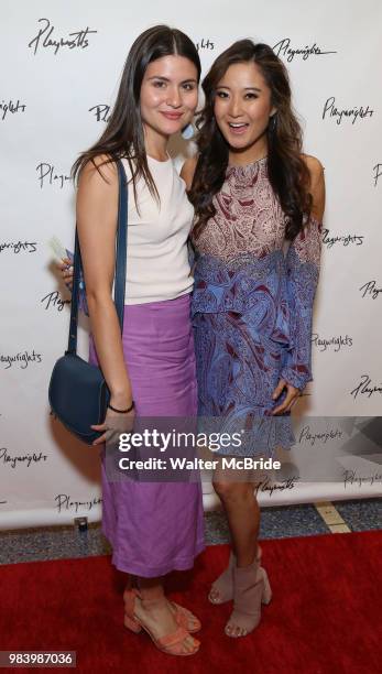 Phillipa Soo and Ashley Park attend the opening night performance of the Playwrights Horizons world premiere production of 'Log Cabin' on June 25,...