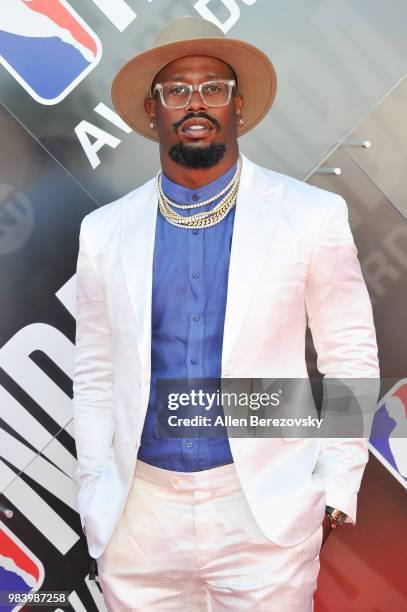 Von Miller attends the 2018 NBA Awards Show at Barker Hangar on June 25, 2018 in Santa Monica, California.