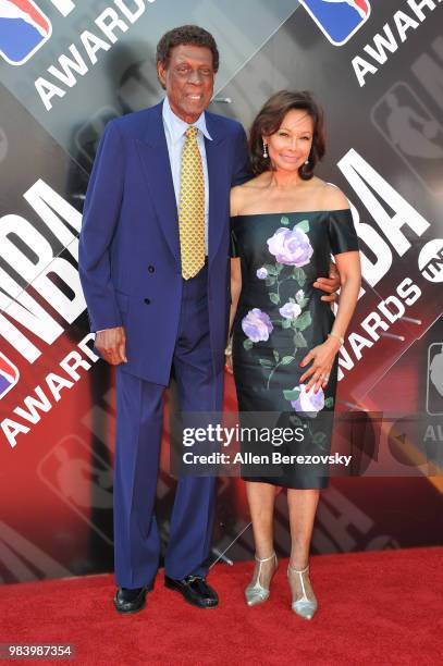 Elgin Baylor and a guest attend the 2018 NBA Awards Show at Barker Hangar on June 25, 2018 in Santa Monica, California.