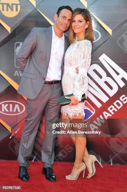 Keven Undergaro and Maria Menounos attend the 2018 NBA Awards Show at Barker Hangar on June 25, 2018 in Santa Monica, California.