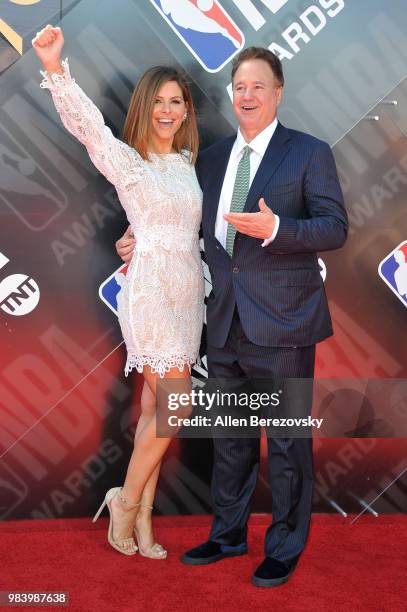 Maria Menounos and Stephen Pagliuca attend the 2018 NBA Awards Show at Barker Hangar on June 25, 2018 in Santa Monica, California.