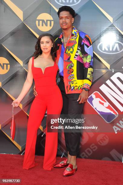 Jarell Eddie and Nekolle Eddie attend the 2018 NBA Awards Show at Barker Hangar on June 25, 2018 in Santa Monica, California.