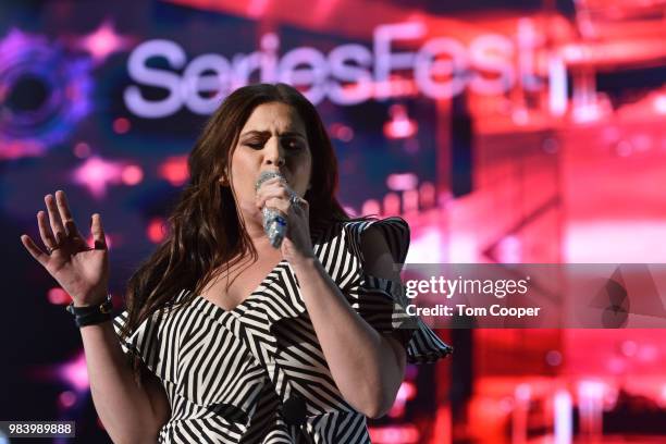 Hillary Scott of Lady Antebellum performs at Red Rocks Amphitheatre Debut for SeriesFest: Seasons 4 Centerpiece Event on June 25, 2018 in Morrison,...