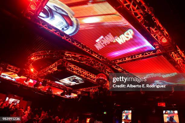 View of the atmosphere at the Los Angeles Global Premiere for Marvel Studios' "Ant-Man And The Wasp" at the El Capitan Theatre on June 25, 2018 in...