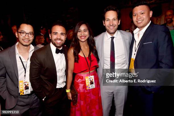 Actor Paul Rudd and charity winners attend the Los Angeles Global Premiere for Marvel Studios' "Ant-Man And The Wasp" at the El Capitan Theatre on...