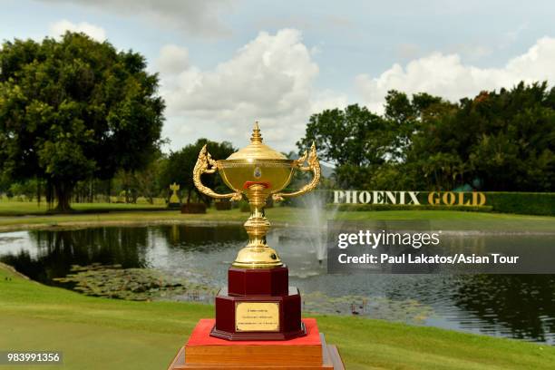 The Queen's Cup trophy during the practice round of the Queen's Cup Presented By Bangchak at Phoenix Gold Golf and Country Club on June 26, 2018 in...