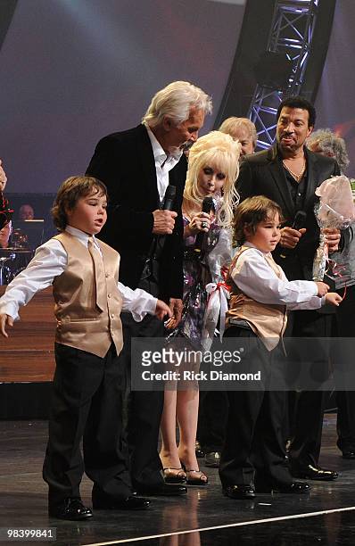 Recording Artists Kenny Rogers, Dolly Parton, Lionel Richie and Kenny's twin boys Perform at Kenny Rogers: The First 50 Years show at the MGM Grand...