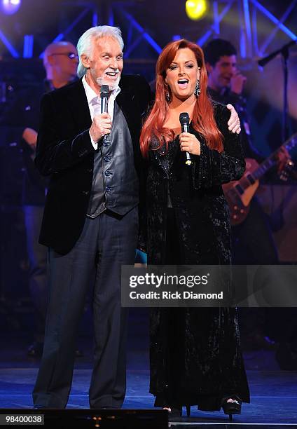 Recording Artists Kenny Rogers and Wynonna Judd Perform at Kenny Rogers: The First 50 Years show at the MGM Grand at Foxwoods on April 10, 2010 in...