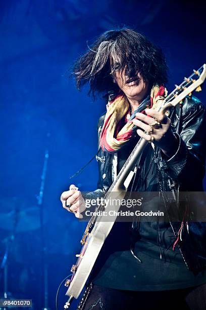 Joe Perry of the Joe Perry Project performs on stage at Wembley Arena on April 11, 2010 in London, England.