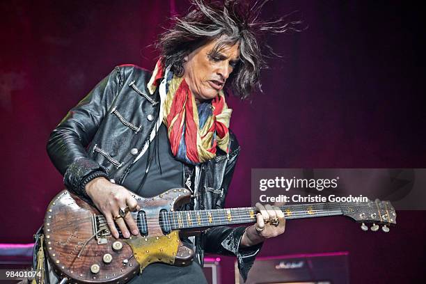 Joe Perry of the Joe Perry Project performs on stage at Wembley Arena on April 11, 2010 in London, England.