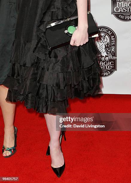 Close-up of actress Christina Hendricks' purse as she attends the 42nd Annual Academy of Magical Arts Awards at Avalon Hollywood on April 11, 2010 in...