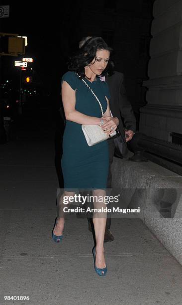 Michael Douglas and Catherina Zeta-Jones are seen on Central Park West on April 11, 2010 in New York City.