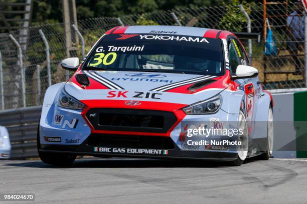 Gabriele Tarquini from Italy in Hyundai i30 N TCR of BRC Racing Team during the Race 1 of FIA WTCR 2018 World Touring Car Cup Race of Portugal, Vila...