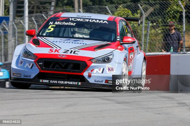 Norbert Michelisz from Hungary in Hyundai i30 N TCR of BRC Racing Team during the Race 1 of FIA WTCR 2018 World Touring Car Cup Race of Portugal,...