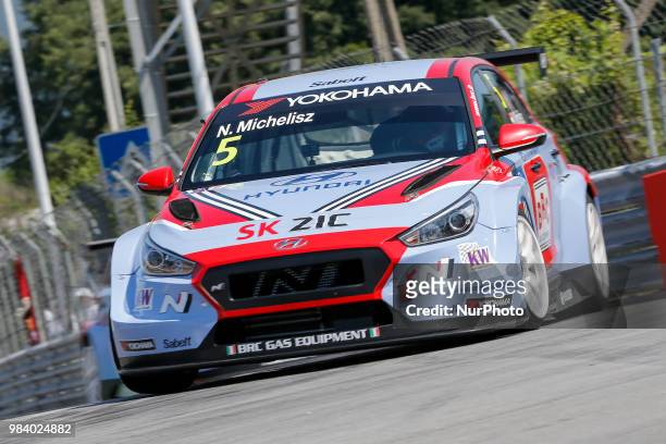 Norbert Michelisz from Hungary in Hyundai i30 N TCR of BRC Racing Team during the Race 1 of FIA WTCR 2018 World Touring Car Cup Race of Portugal,...