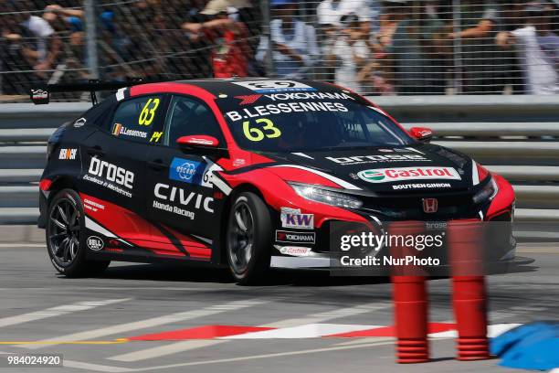Benjamin Lessennes from Belgium in Honda Civic Type R TCR of Boutsen Ginion Racing during the Race 1 of FIA WTCR 2018 World Touring Car Cup Race of...