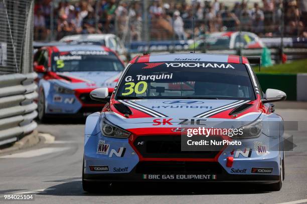 Gabriele Tarquini from Italy in Hyundai i30 N TCR of BRC Racing Team during the Race 2 of FIA WTCR 2018 World Touring Car Cup Race of Portugal, Vila...