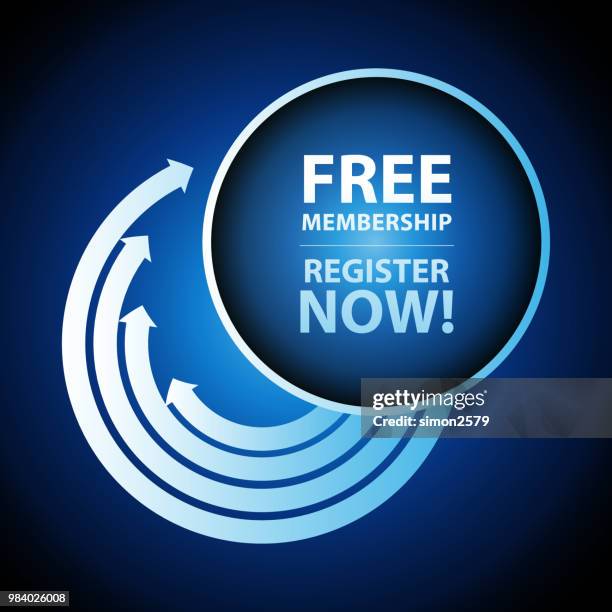 free membership and register now lable - register now stock illustrations