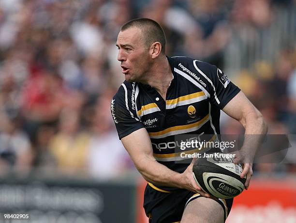 Chris Latham of Worcester during the Guinness Premiership match between Worcester Warriors and London Irish at Sixways Stadium on April 10, 2010 in...