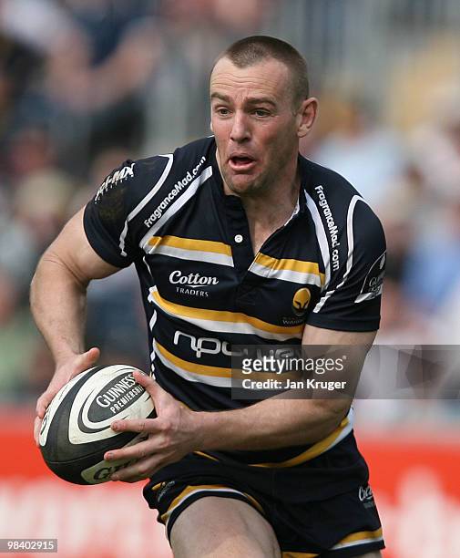 Chris Latham of Worcester during the Guinness Premiership match between Worcester Warriors and London Irish at Sixways Stadium on April 10, 2010 in...