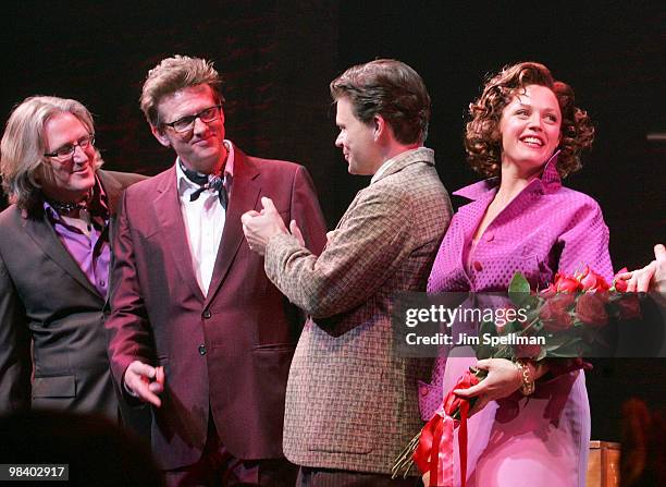 Musical Director Chuck Mead, Director Eric Schaeffer, Hunter Foster and Elizabeth Stanley attend the opening of "Million Dollar Quartet" at...