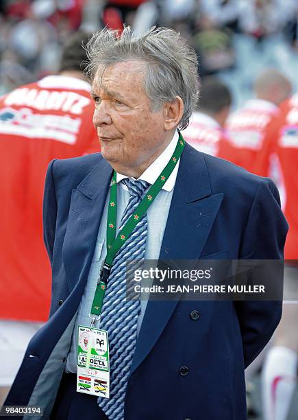 Serge Kempf, French Cio of Cap Gemini attends the European Cup quarter final match Biarritz-Neath-Swansea's Ospreys at the Anoeta stadium in San...