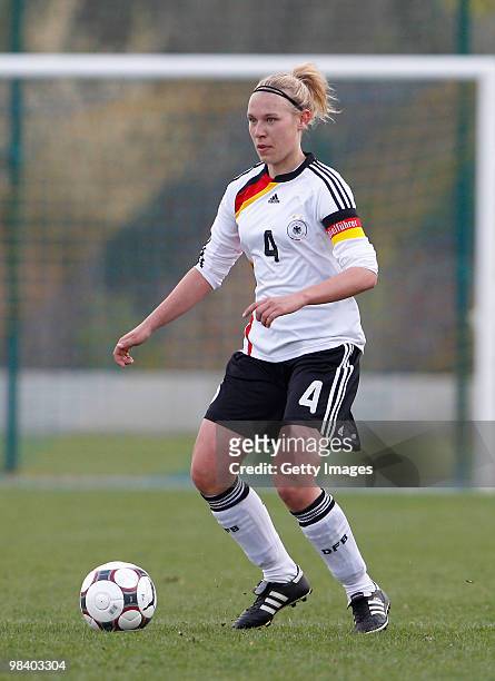 Kristin Demann of Germany in action during the U17 Women Euro Qualifier match between Austria and Germany at the ASK Trumau Stadium on April 10, 2010...