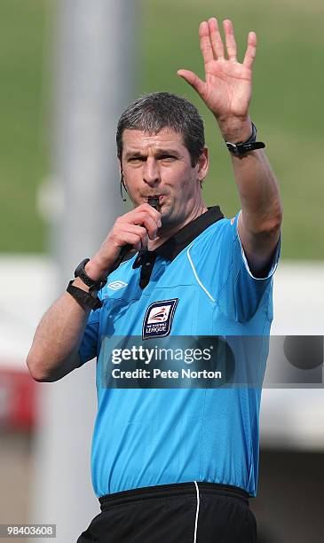 Referee Andy D'Urso in action during the Coca Cola League Two Match between Northampton Town and Notts County at Sixfields Stadium on April 10, 2010...