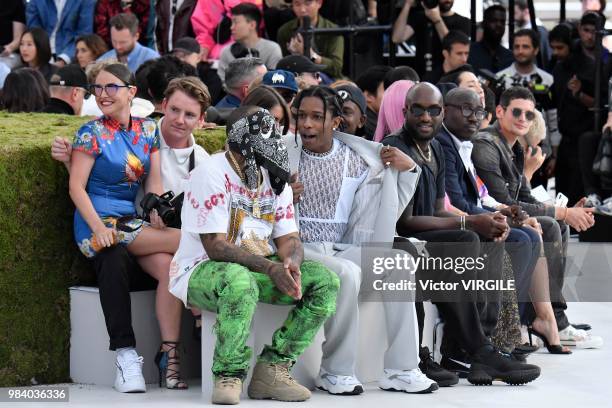 Bari, ASAP Rocky and Virgil Abloh during the Dior Homme Menswear Spring/Summer 2019 fashion show as part of Paris Fashion Week on June 23, 2018 in...