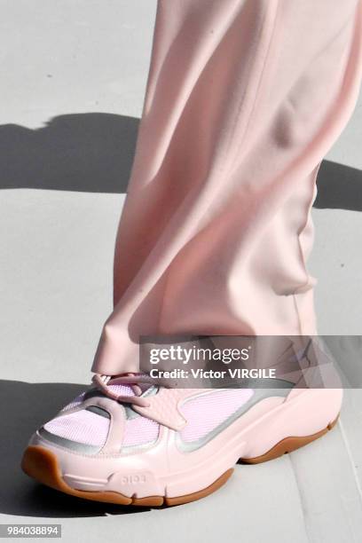 Model walks the runway during the Dior Homme Menswear Spring/Summer 2019 fashion show as part of Paris Fashion Week on June 23, 2018 in Paris, France.